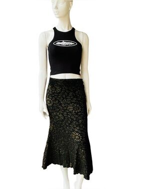 Y2K Whimsigoth Love Sex Money Velvet Burnout Mermaid Skirt